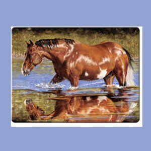 Horse Scene Cutting Board 16" wide x 12" tall Tempered Glass 017-788-A